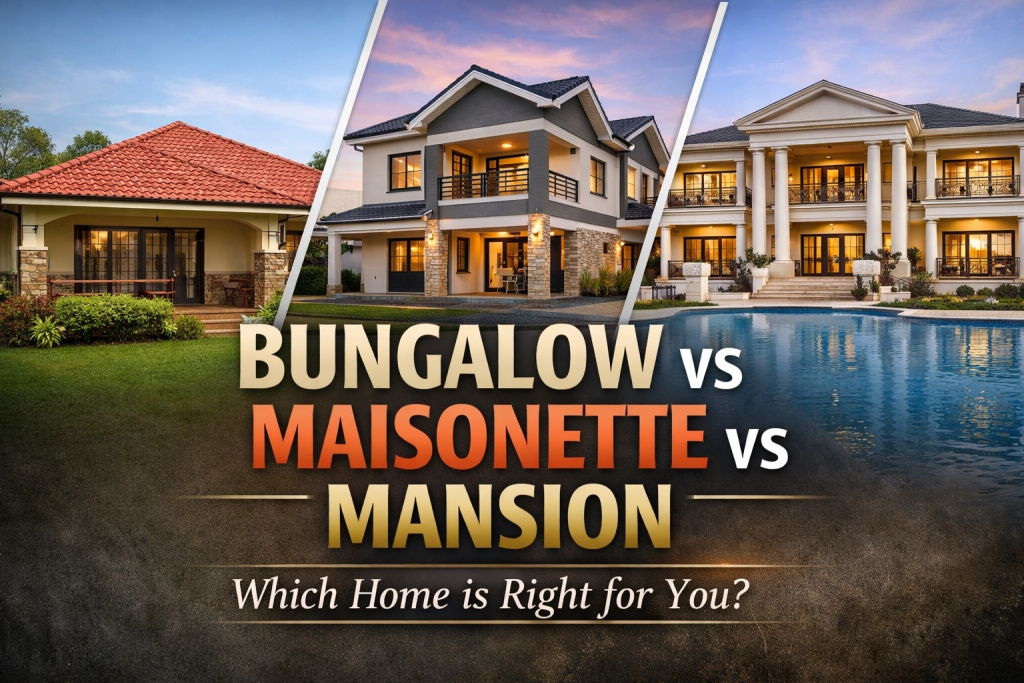 bungalow vs maisonette vs mansion
